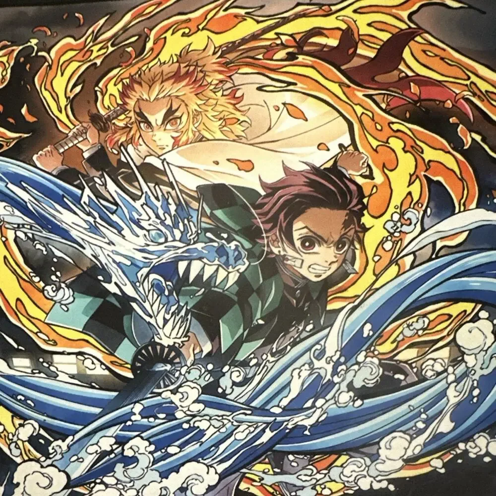 Demon Slayer 32x12in Gaming Mouse Pad Desk Mat, Stitched Edge, Black Rubber Back
